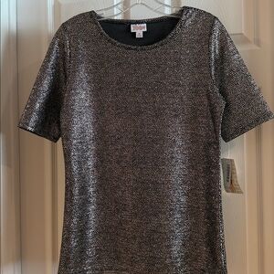 LuLaRoe Black and gold sparkly Top.